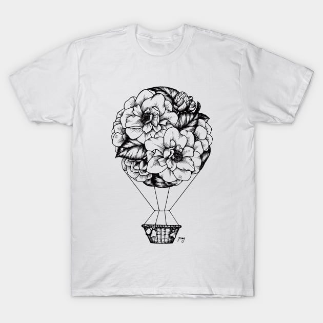 Floral Hot Air Balloon T-Shirt by Akbaly